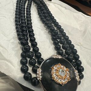 Vintage Black & Gold Beaded Necklace